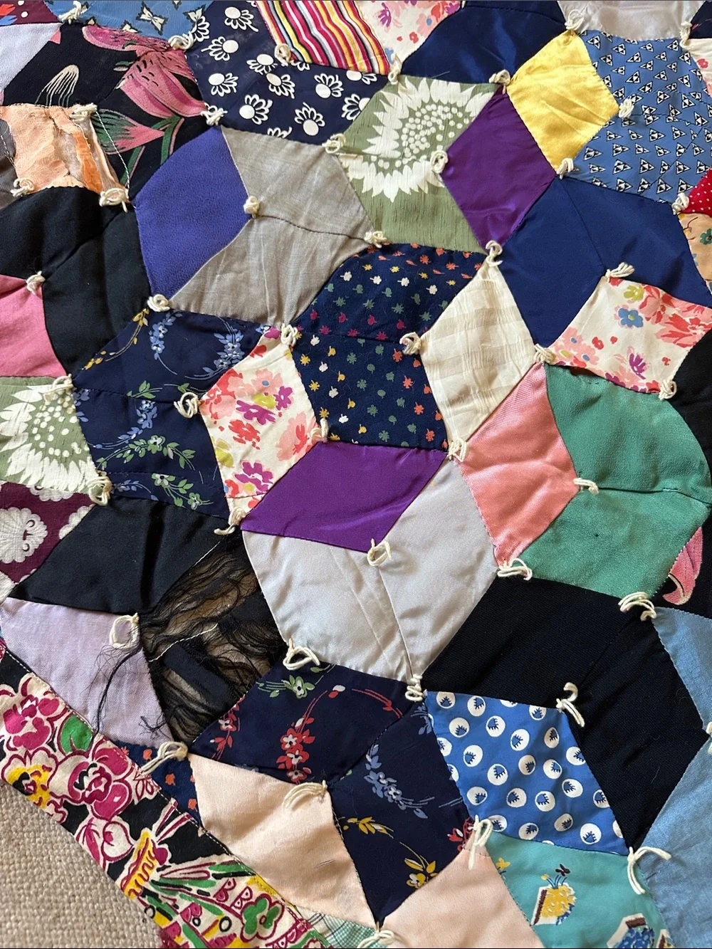 Antique Tumbling Blocks Butterfly Cotton Quilt Romantic Ethereal Beauty